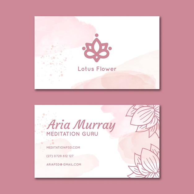 Vector meditation and mindfulness horizontal business card