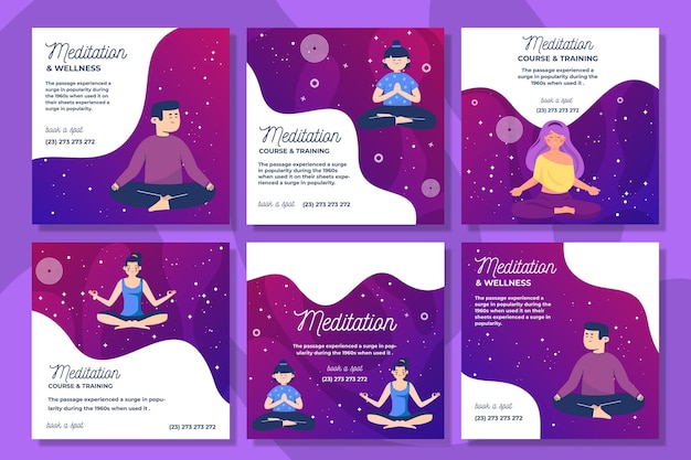 Post di instagram di meditazione e consapevolezza