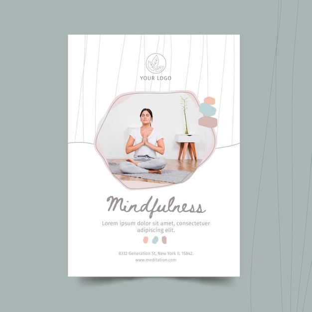 Vector meditation and mindfulness poster template
