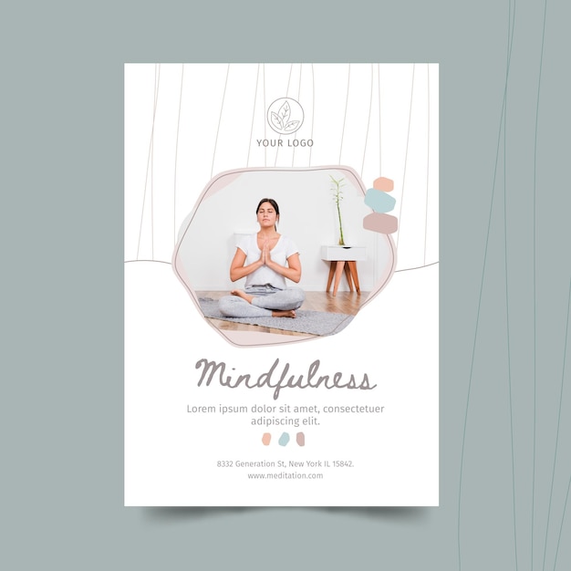 Meditation and mindfulness poster template