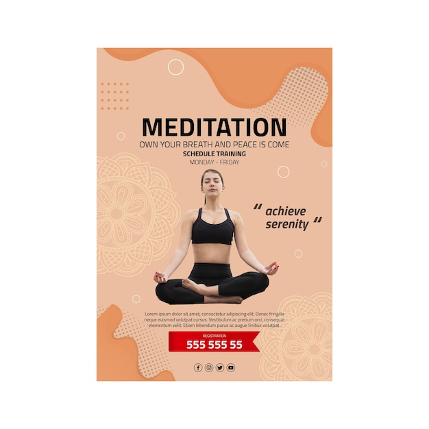 Vector meditation and mindfulness poster