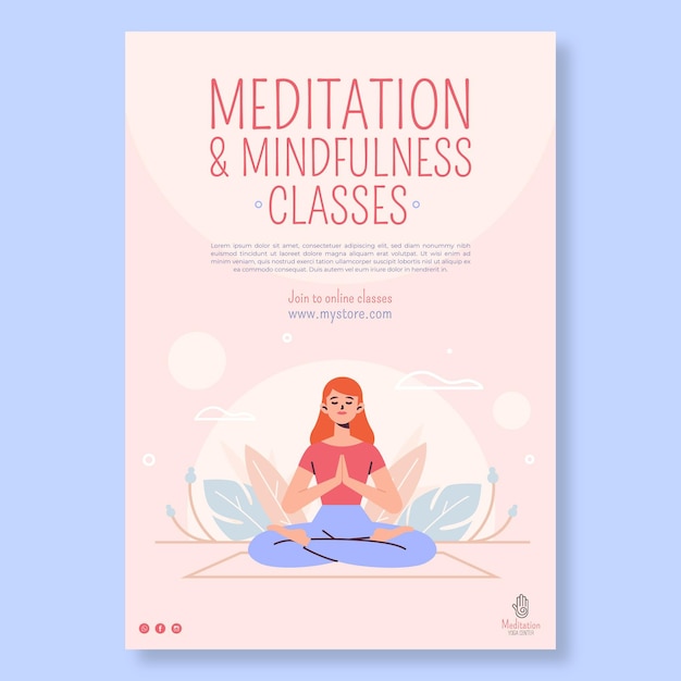 Vector meditation and mindfulness poster