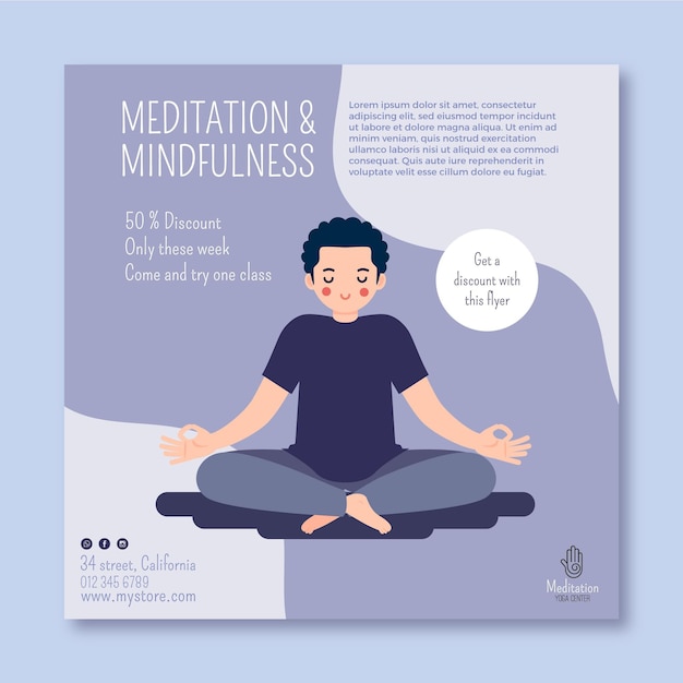 Meditation and mindfulness square flyer