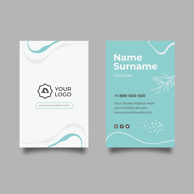 Meditation & mindfulness vertical business card template