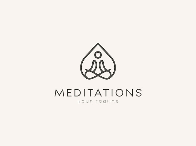 Vettore premium di design minimalista del logo di meditazione