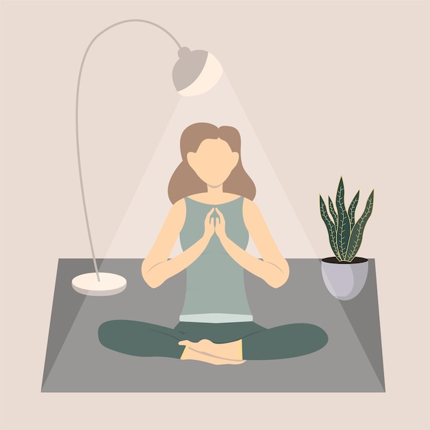 Meditation practice Concept illustration for yoga relaxtionhealthy lifes