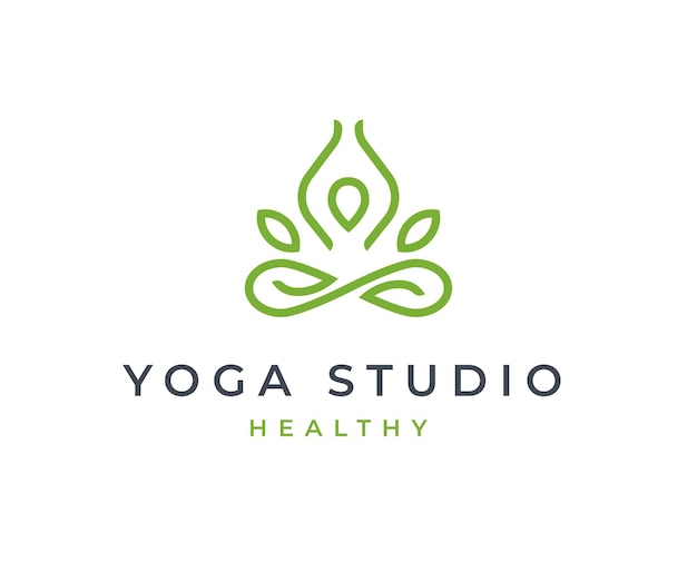 Логотип оздоровительной йоги для медитации с чистым и элегантным дизайном в стиле линий
