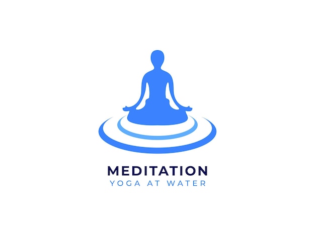 Медитация йога на воде концепция дизайна логотипа