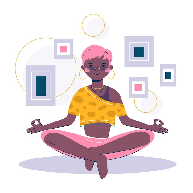 Meditation yoga pose lotus. Vector illustration