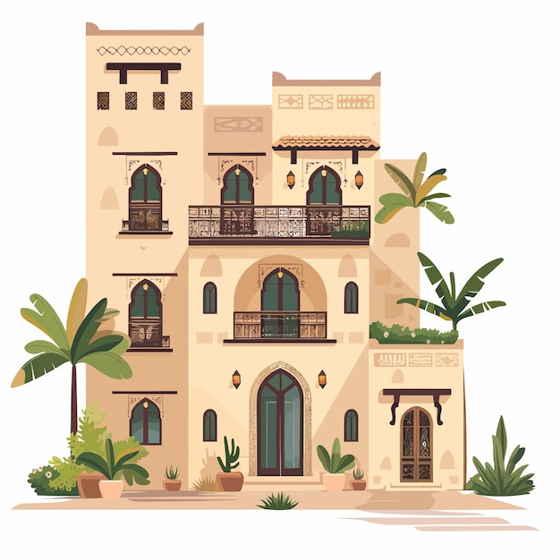 Vettore mediterranean_moroccan_or_arabic_style_house_vector