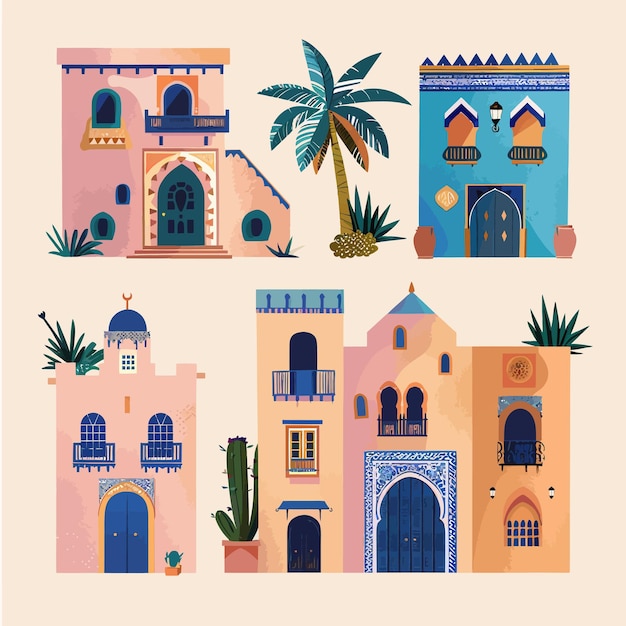 Vector mediterranean_moroccan_or_arabic_style_house_vector