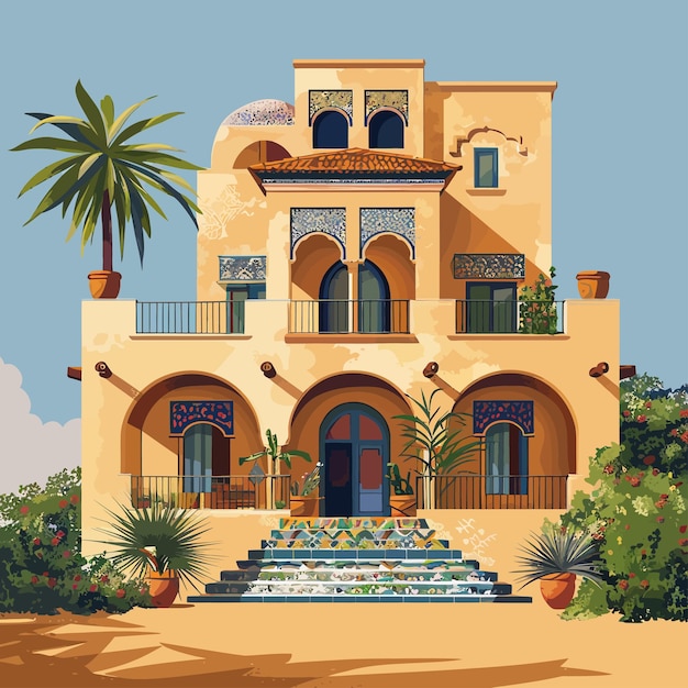 Vector mediterranean_moroccan_or_arabic_style_house_vector