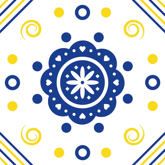 Vector mediterranean ornament in blue and yellow colors