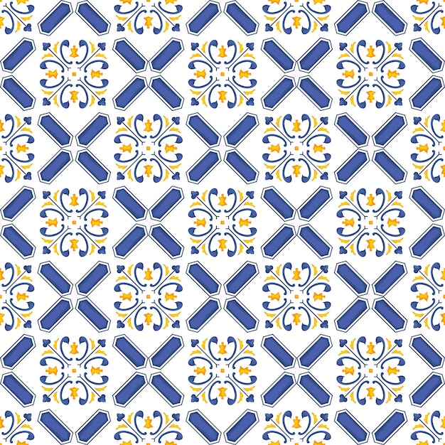 Mediterranean pattern blue and yellow theme