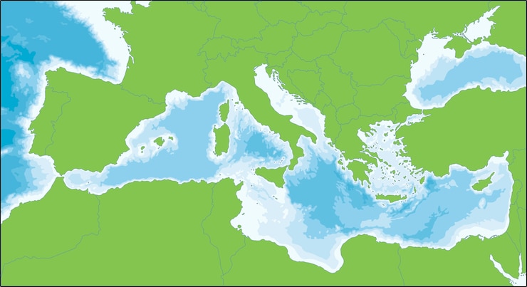 वेक्टर mediterranean sea map