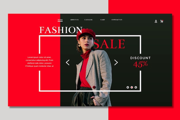 Vector medium shot woman fashion sale landing page