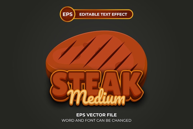 Vector medium steak logo with editable text effect