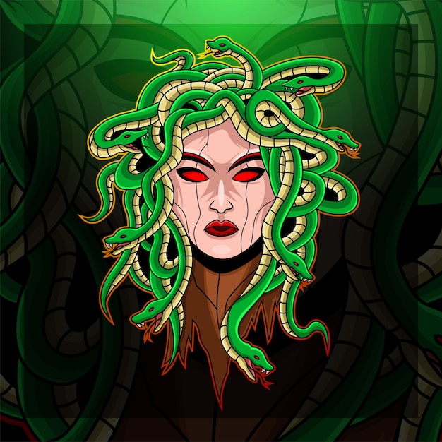 Medusa esport mascotte logo ontwerp