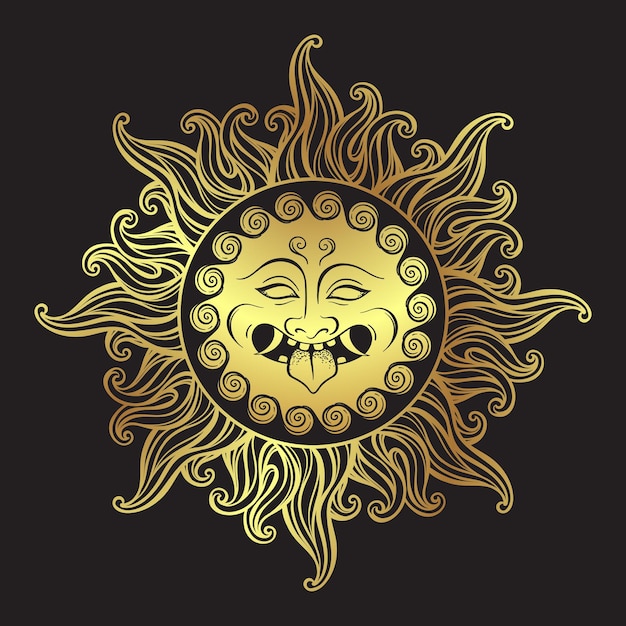 Medusa Gorgon gouden hoofd in vlam hand getrokken lijntekeningen en dot werk print ontwerp geïsoleerde vectorillustratie Gorgoneion is een beschermende amulet