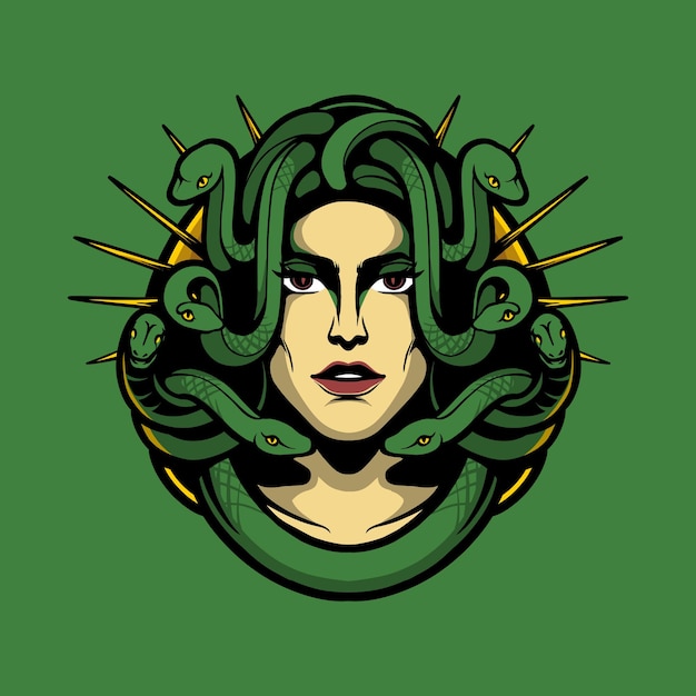 Vettore illustrazione di donna serpente testa di medusa