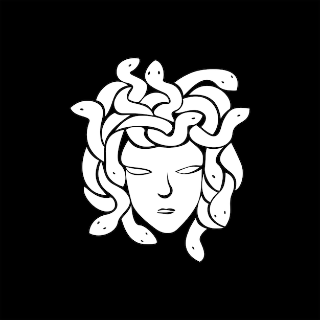 medusa hoofd logo sjabloon. karakter uit de oude Griekse mythologie. vrouw met slangenhaar.