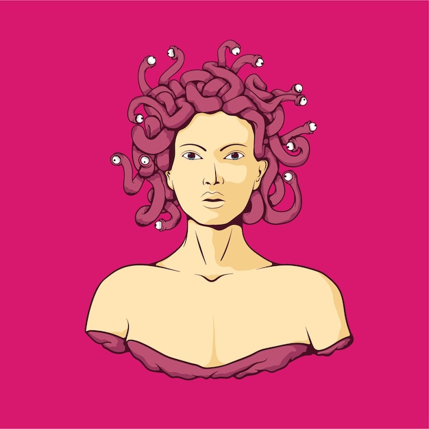 Vector medusa in pink background