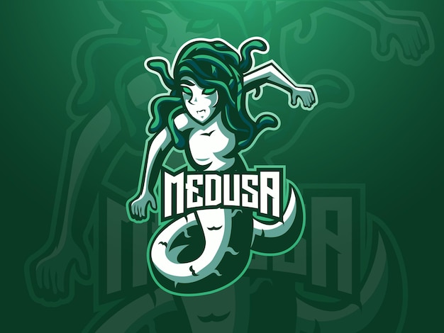 Vettore medusa queen of snake esport logo