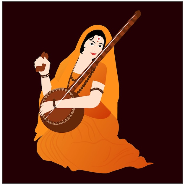 Vector meera bai mira bai indian hindu mystical singer bhakt of lord krishna