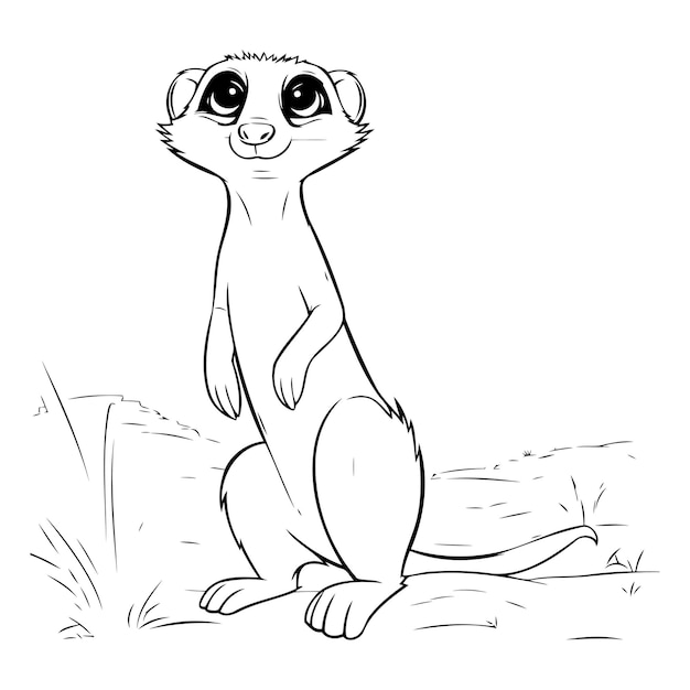 Vettore meerkat seduto a terra illustrazione vettoriale in stile cartone animato