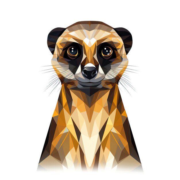 Vector meerkat vector flat geometric watercolor white background isolat