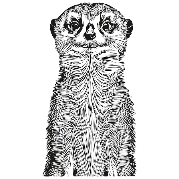 Meerkat vector illustratie lijntekeningen tekening zwart-wit Meerkats