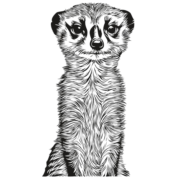 Vector meerkat vintage illustration black and white vector art meerkats