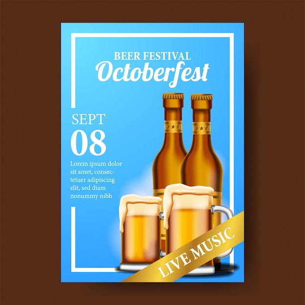 Vector meest oktoberfest poster met bierglas en fles