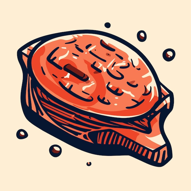 Vector meet steak hand drawn flat stylish cartoon sticker icon concept isolated illustration
