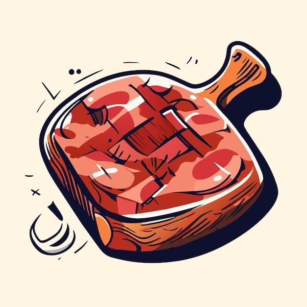 Meet steak hand drawn flat stylish cartoon sticker icon concept isolated illustration