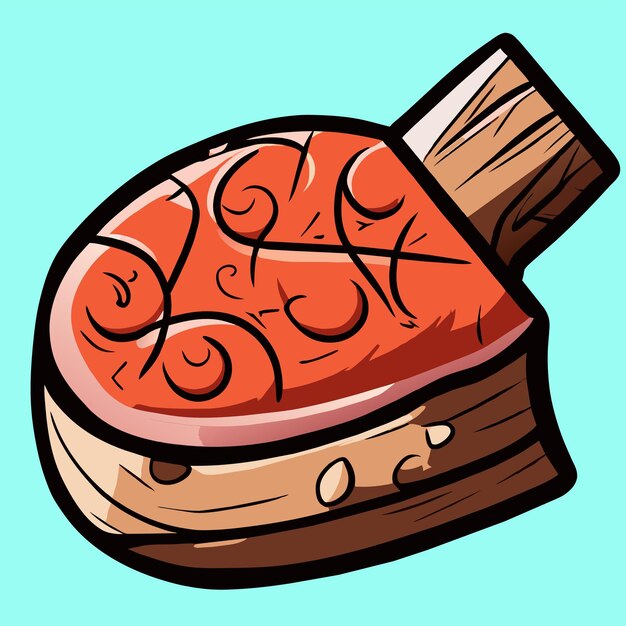 Vettore incontra la bistecca disegnata a mano piatta elegante adesivo cartone animato icona concetto illustrazione isolata