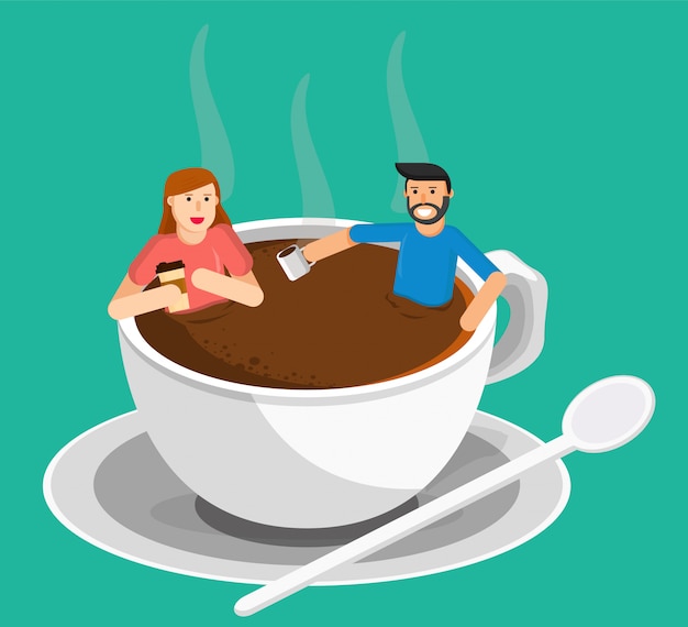 会議のコーヒー女と男