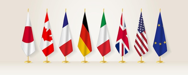 Vector meeting concept between japan canada france germany italy uk usa and eu