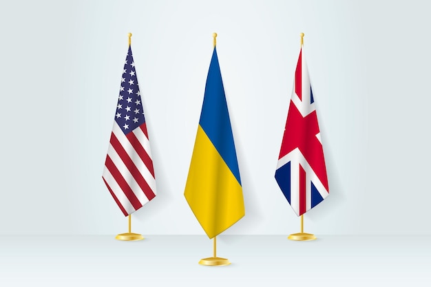 Meeting concept between Ukraine United States and United Kingdom