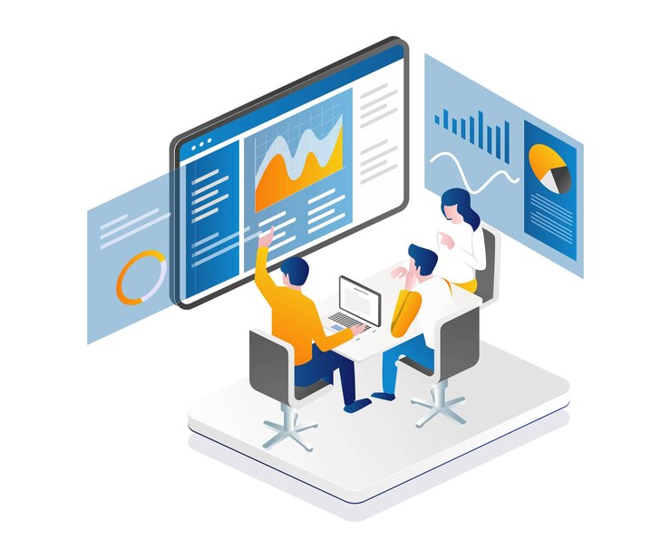 Vector meeting for discussion on investment business analysis