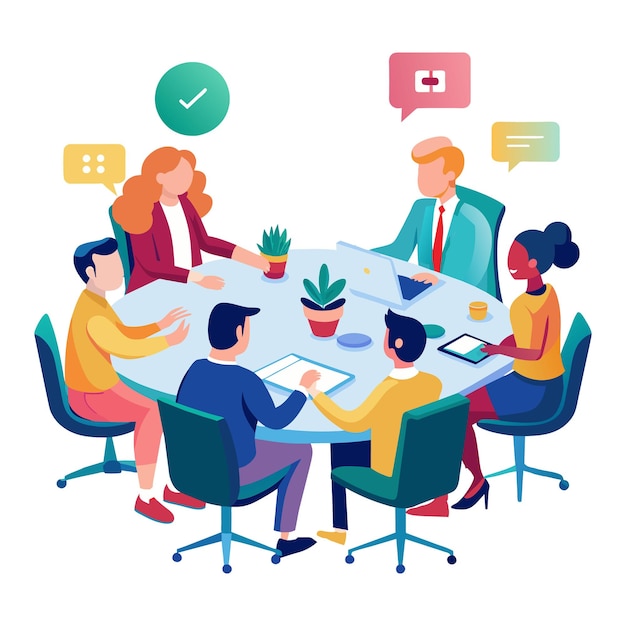 Meeting flat vector illustration on white background