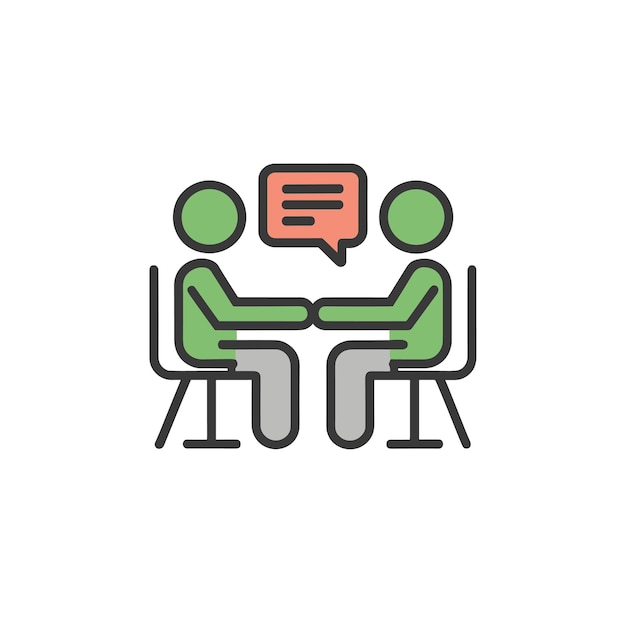 Vector meeting icon simple meeting colored flat icon on isolated white background