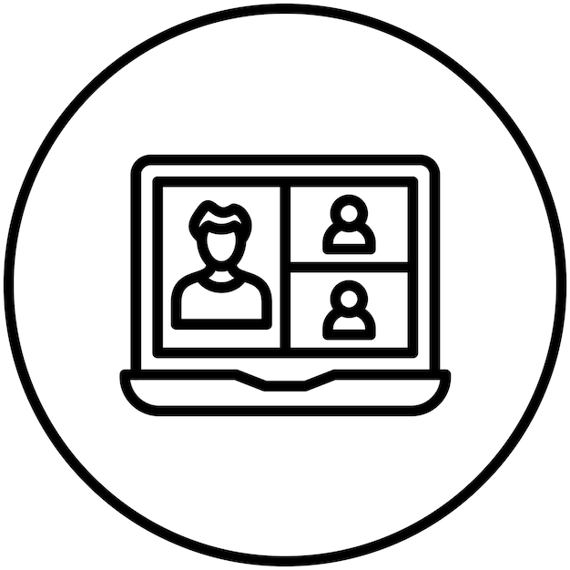 Meeting on Laptop vector icon illustration of Work from Home iconset
