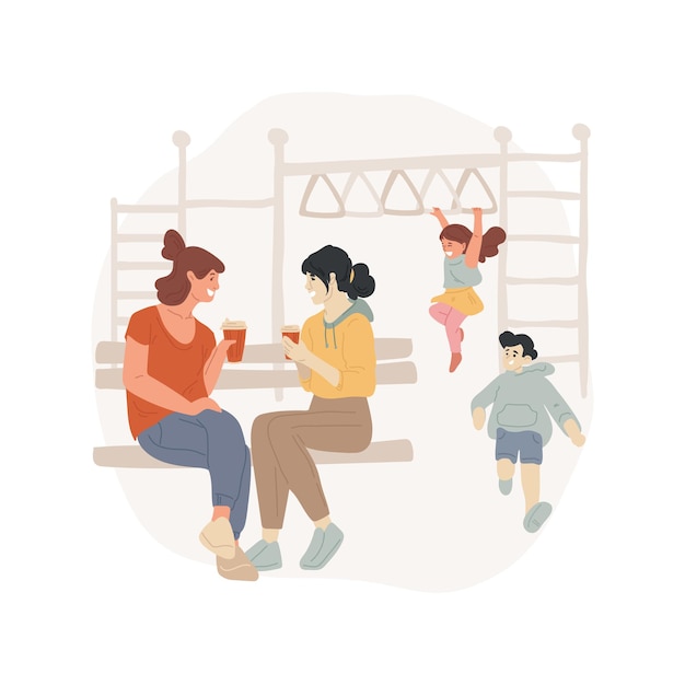Meeting on outdoor playground isolated cartoon vector illustration