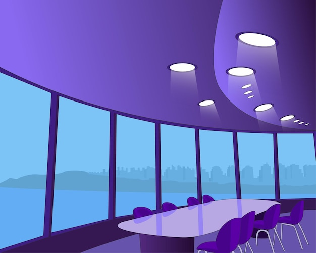 Vector meeting room with window view landscape illustration