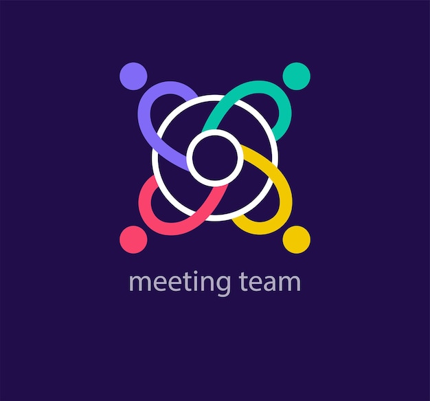 Meeting team logo in the round unique design color transitions creative social unity logo template