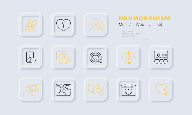 ミーティングウェブサイトセットアイコン通信愛ケアクリックお見舞い記念日関係概要ハートロマンス知人のコンセプトネオングロースタイルビジネスのためのベクトル線アイコン