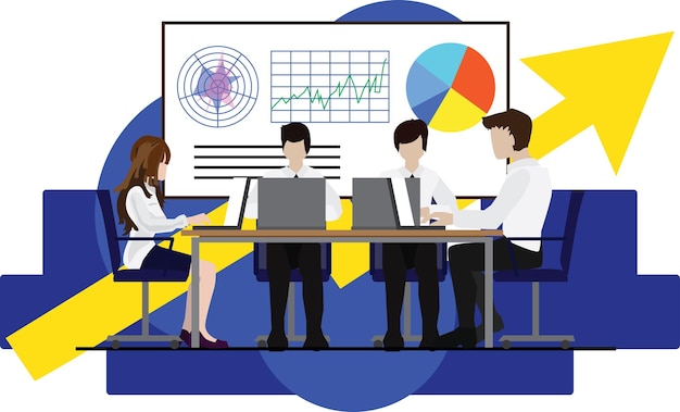 meetings for collaboration and internal communications at work analyzing and reporting company performance for profit