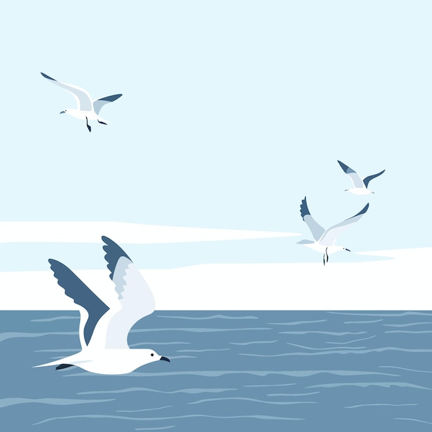 Meeuwen vliegen over de oceaan 4