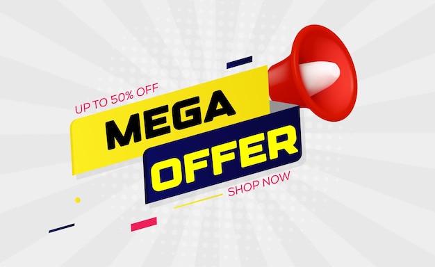 Mega best discount offer special sale banner with editable text effect EPS VECTOR design